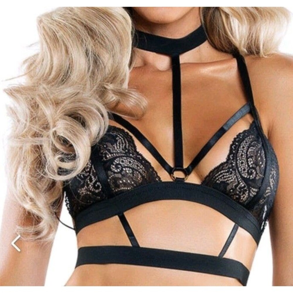 Size S/M Starline Sheer Lace Strappy Bralette Caged Strappy